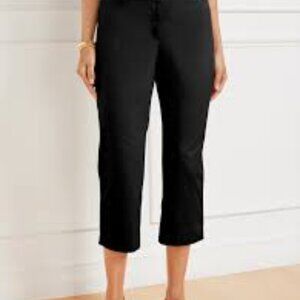 Talbots Perfect Skimmer Black Stretch Cotton Twill Cropped Pants Sz 14W